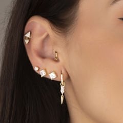 Tek Taş Vidalı Küpe M Boy